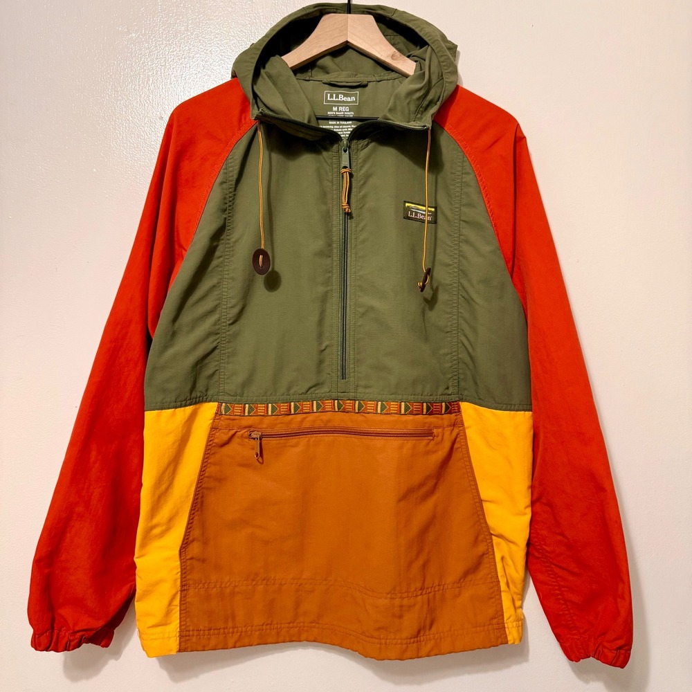 L.L. Bean Mountain Classic Anorak Jacket Mens M Colorblock Southwestern Aztec